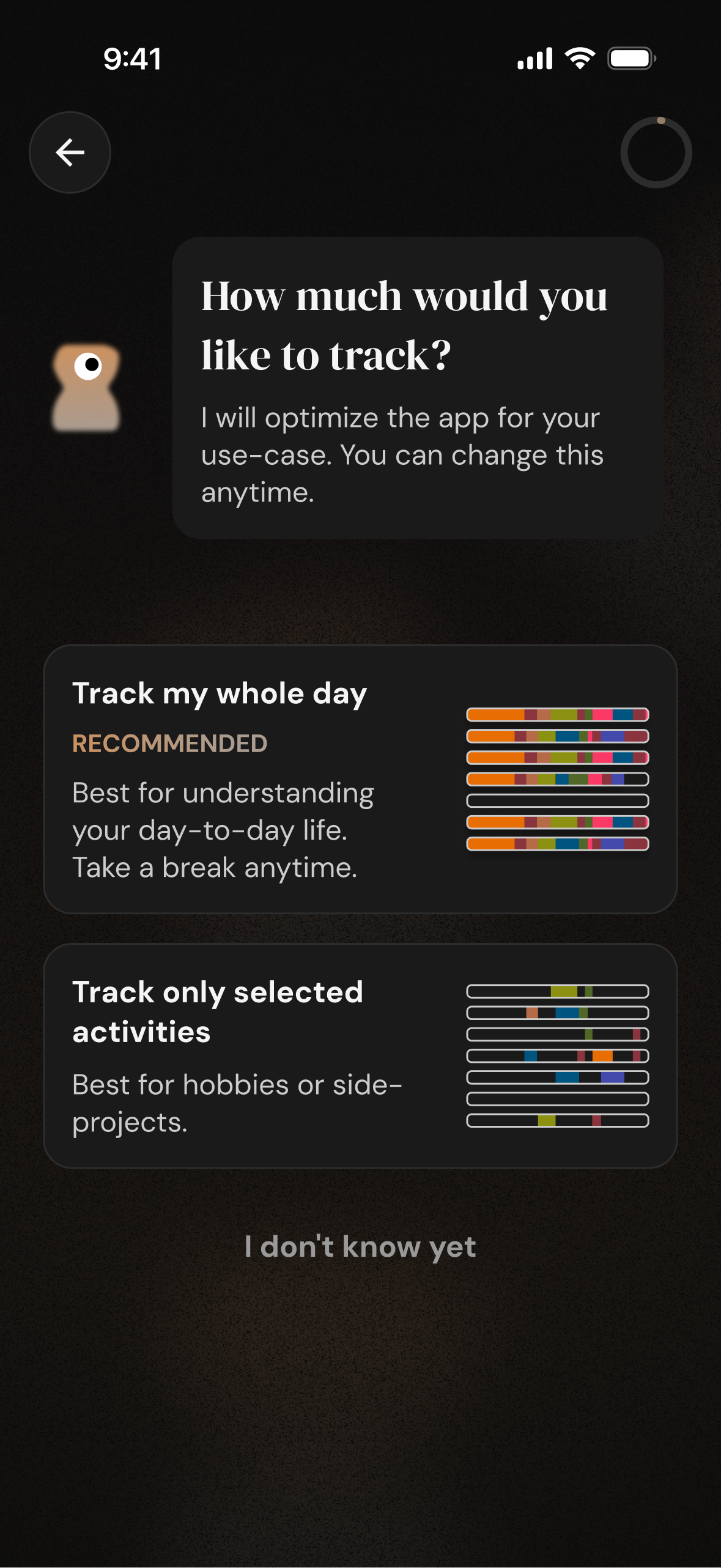 Choosing how much of the day to track